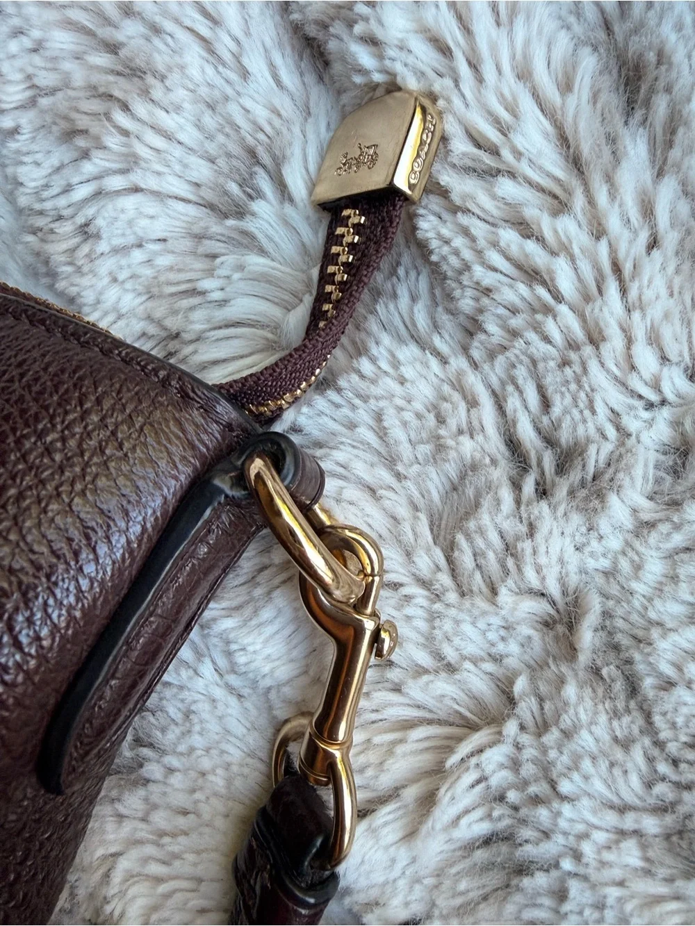 MedCoach Pebbled Leather Satchel Handbag in Dark Brown